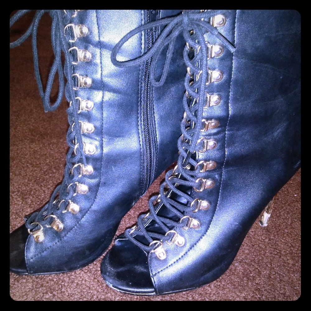 Peep toe high heels